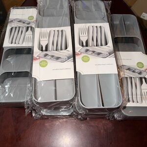 Gray Cutlery Organizer Tray